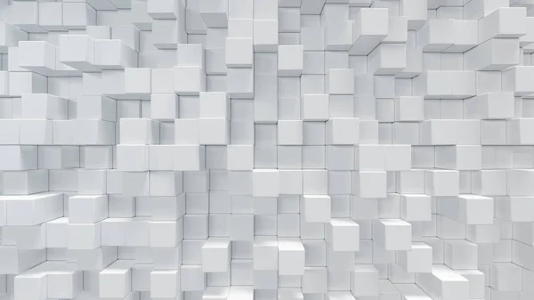 Cubo geométrico blanco, cúbico, cajas, cuadrados forman fondo abstracto. Bloques blancos abstractos. Fondo de la plantilla para su diseño, ilustración 3d — Foto de Stock