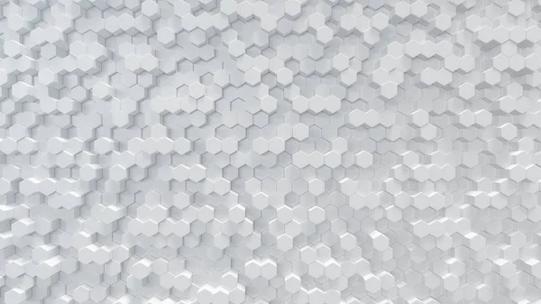 3D illustration white geometric hexagon abstract background. Surface hexagon pattern, hexagonal honeycomb. — Stock Photo, Image