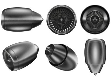 3D çizim türbinleri ayarlayın. Jet alt yapısı üzerinde izole beyaz arka plan ayarlayın. Teknoloji uçak, jet motoru, bıçak
