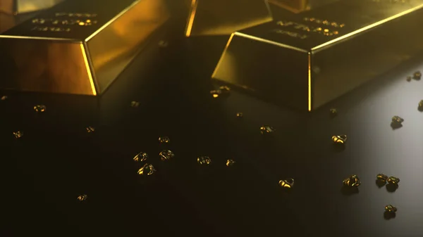 3D ілюстрація макро золото бари, ваги золота барів 1000 грамів концепція багатства і заповідник. Концепція успіху в бізнесі та Фінанси — стокове фото