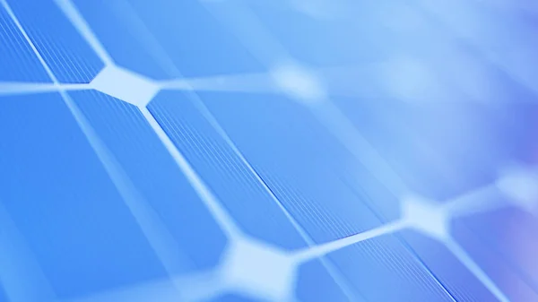 3d 그림 태양광 발전 기술입니다. 대체 에너지입니다. 태양 전지 패널 모듈 태양 빛 푸른 하늘 아름 다운 석양 — 스톡 사진
