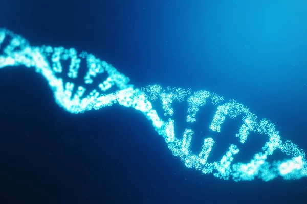 Τεχνητή intelegence μόριο Dna. DNA μετατρέπεται σε έναν ψηφιακό κωδικό. Ψηφιακός κώδικας γονιδίωμα. Αφηρημένη επιστήμη τεχνολογία, τεχνητή έννοια Dna. DNA που αποτελείται σωματιδίων, τελείες, 3d απεικόνιση — Φωτογραφία Αρχείου