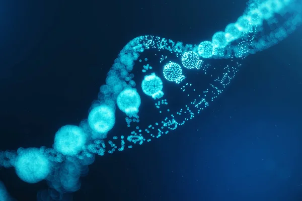 Artificiell intelegence Dna-molekyl. Begreppet digital kod genomet. Abstrakt teknik vetenskap, Dna bestående partikel, prickar, 3d illustration — Stockfoto