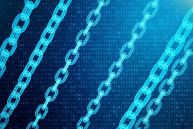 3D çizim dijital bloğu zinciri kodu. Zincir bağlantılar ağ. Mavi nokta ağ, arka plan parlayan üçgen düşük poligon kılavuz. Ağ, Internet iletişim kavramı.