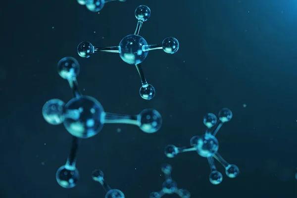 3D illusztráció molekulaszerkezet. Tudományos orvosi háttér atomok és molekulák. Tudományos háttér a banner, szórólap, sablon, szöveg. Molekula kémiai elem atomokból áll — Stock Fotó