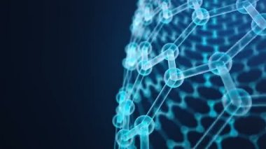 Soyut nanoteknoloji altıgen geometrik form yakın çekim, kavram grafen atomik yapısı, kavram grafen moleküler yapısı. Bilimsel kavram.