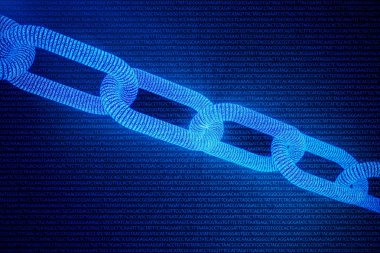 Zincir kavramı ile soyut arka plan. Tıbbi Blockchain. Dna Baz Çiftleri Blockchain. Adenin, timin, sitozin ve guanin DNA'da dört nükleotittir - Atcg, 3d Rendering