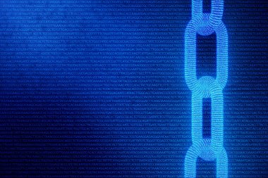 Zincir kavramı ile soyut arka plan. Tıbbi Blockchain. Dna Baz Çiftleri Blockchain. Adenin, timin, sitozin ve guanin DNA'da dört nükleotittir - Atcg, 3d Rendering