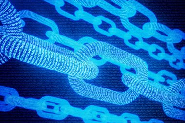 Zincir kavramı ile soyut arka plan. Tıbbi Blockchain. Dna Baz Çiftleri Blockchain. Adenin, timin, sitozin ve guanin DNA'da dört nükleotittir - Atcg, 3d Rendering