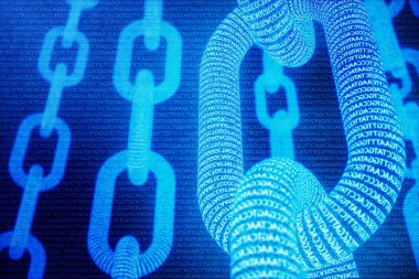 Zincir kavramı ile soyut arka plan. Tıbbi Blockchain. Dna Baz Çiftleri Blockchain. Adenin, timin, sitozin ve guanin DNA'da dört nükleotittir - Atcg, 3d Rendering