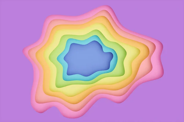 Fondo de corte de papel abstracto, colores arcoíris, colores pastel. Efecto de relieve de colores pastel 3D para su diseño, presentación, volante, pancarta, póster, folleto. Topografía en capas, representación 3D —  Fotos de Stock