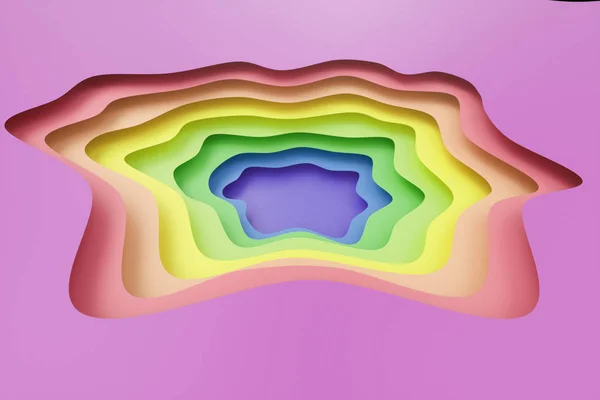 Fondo de corte de papel abstracto, colores arcoíris, colores pastel. Efecto de relieve de colores pastel 3D para su diseño, presentación, volante, pancarta, póster, folleto. Topografía en capas, representación 3D —  Fotos de Stock