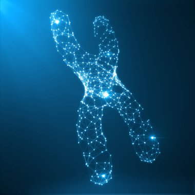 X kromozomu kavram insan biyoloji tıbbi sembolü gen terapisi veya Mikrobiyoloji genetik araştırma oluşan Çokgen için. Düşük poli illüstrasyon oluşur, çizgiler, noktalar ve şekiller. 3D render