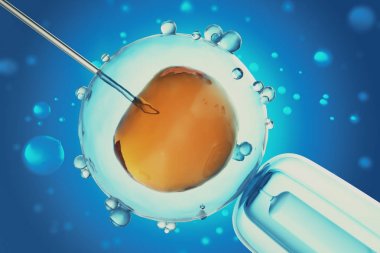 suni tohumlama veya in-vitro fertilizasyon yumurta, yumurta veya zigot, kavram, bilimsel deney 3D çizimi