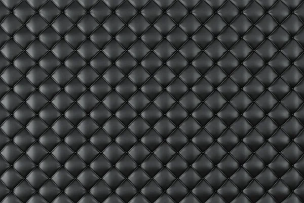 Leather Upholstery Sofa Background. Black Luxury Decoration Sofa. Elegant Black Leather Texture With Buttons For Pattern and Background. Leather Texture for Graphic Resource, 3D Rendering