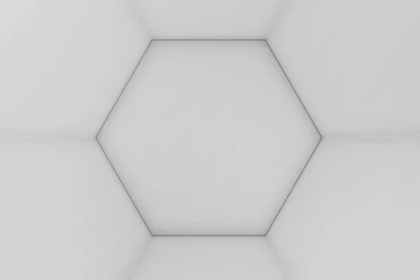 Branco Vazio Geométrico Hexagonal Favo Mel Fundo Abstrato Renderização — Fotografia de Stock