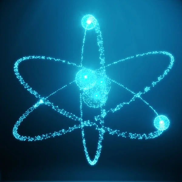 Polygonal Atom Concept Thin Line Concept Blue Shining Cosmic Atom — Stock Photo, Image