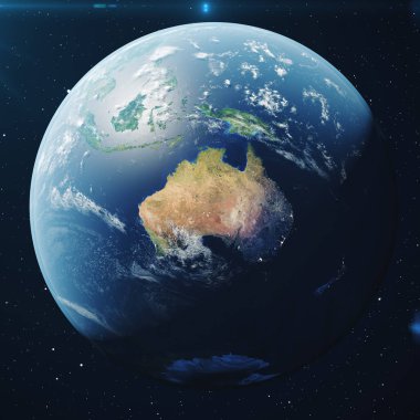 3D render Planet earth gece uzaydan. Nasa tarafından döşenmiş bu görüntü arazi ve bulutlar unsurları yıldız alanı uzaydan Dünya küre