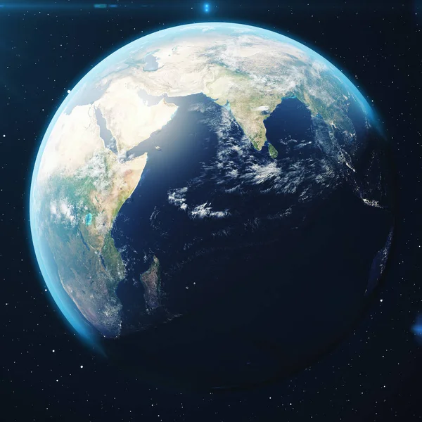 Rendering Planeten Jorden Från Rymden Natten Världen Världen Från Rymden — Stockfoto