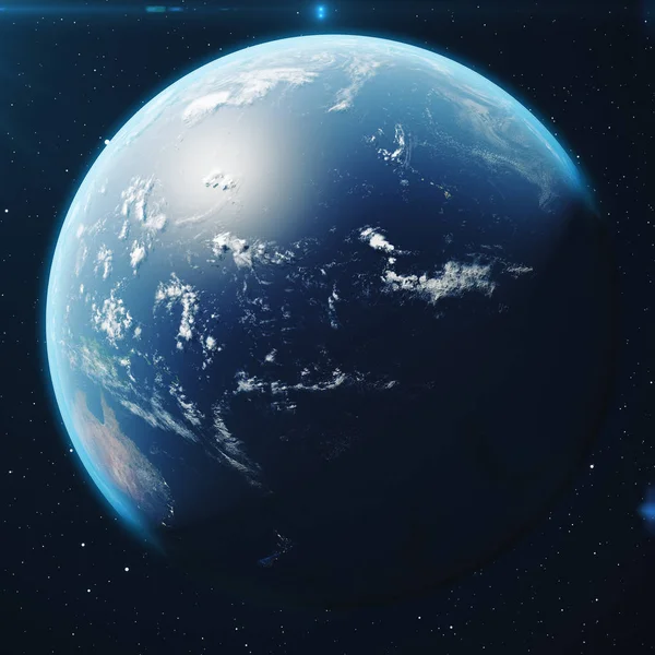Rendering Planet Earth จากอวกาศในเวลากลางค โลกโลกจากอวกาศในสนามดาวแสดงภ ประเทศและเมฆ องค ประกอบของภาพน าโดยนาซ — ภาพถ่ายสต็อก