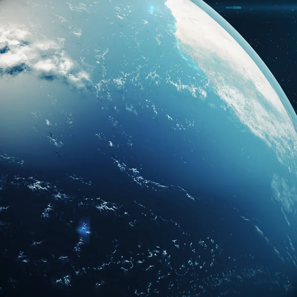 Rendering Planet Earth Avaruudesta Yöllä World Globe Avaruudesta Tähtikentällä Osoittaa — kuvapankkivalokuva