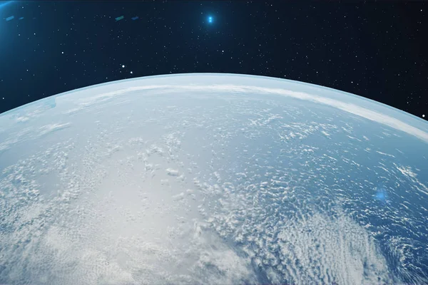 Rendering Planet Earth Avaruudesta Yöllä World Globe Avaruudesta Tähtikentällä Osoittaa — kuvapankkivalokuva