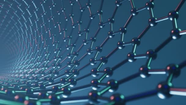Vista Una Estructura Nano Tecnología Molecular Grafeno — Vídeos de Stock