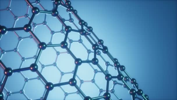 Vista Una Estructura Nano Tecnología Molecular Grafeno — Vídeos de Stock