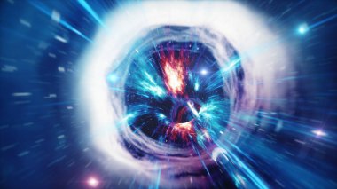 3D çizim tünel veya solucan deliği, bir evren başka bir ile bağlayabilirsiniz tünel. Soyut hız tüneli warp alanı, solucan deliği veya kara delik, cosmos içinde geçici alan üstesinden sahne.