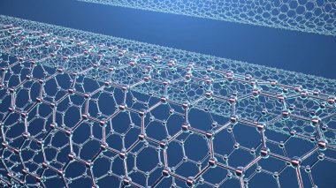 Grafen tüp 3d İllüstrasyon yapısı, soyut nanotec