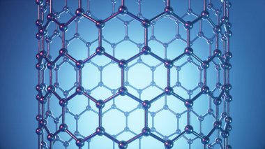 Grafen tüp 3d İllüstrasyon yapısı, soyut nanotec