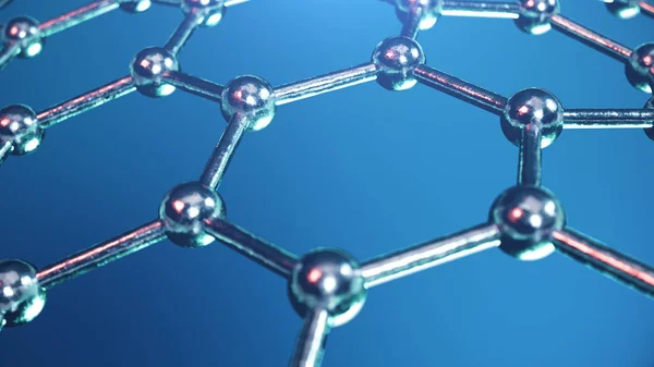 3D illusztráció szerkezete a grafén vagy szén-felület, absztrakt nanotechnológia hatszögletű geometriai forma közelről, koncepció grafén atomi szerkezete, koncepció grafén molekuláris szerkezete. — Stock Fotó
