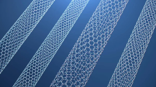 3d Illustration structure of the graphene tube, abstract nanotechnology hexagonal geometric form close-up, concept graphene atomic structure, concept graphene molecular structure. Carbon tube — Stock Photo, Image