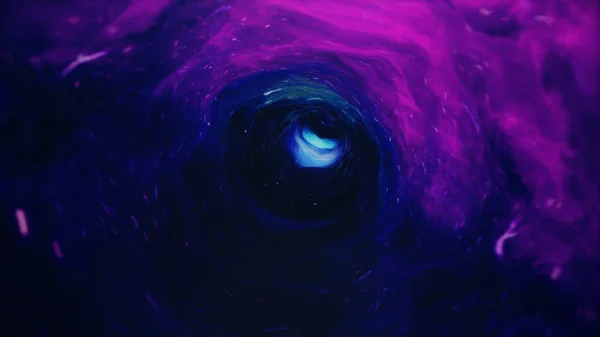 3D illustration tunnel or wormhole, tunnel that can connect one universe with another. Abstract speed tunnel warp in space, wormhole or black hole, scene of overcoming the temporary space in cosmos. — Stock Photo, Image