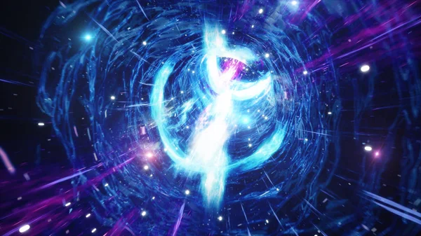 Túnel de ilustração 3D ou wormhole, túnel que pode conectar um universo com outro. Warp túnel velocidade abstrata no espaço, wormhole ou buraco negro, cena de superar o espaço temporário no cosmos . — Fotografia de Stock