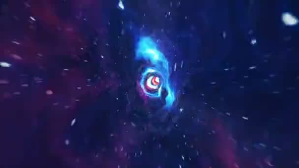 3D illustration tunnel or wormhole, tunnel that can connect one universe with another. Abstract speed tunnel warp in space, wormhole or black hole, scene of overcoming the temporary space in cosmos. — Stock Video