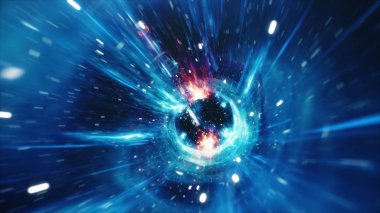 3D çizim tünel veya solucan deliği, bir evren başka bir ile bağlayabilirsiniz tünel. Soyut hız tüneli warp alanı, solucan deliği veya kara delik, cosmos içinde geçici alan üstesinden sahne.