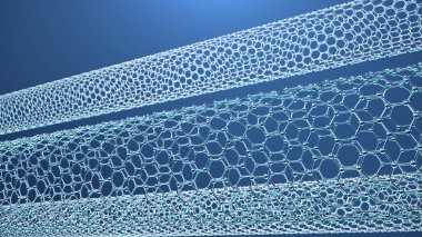 Grafen tüp 3d İllüstrasyon yapısı, soyut nanotec