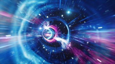 3D çizim tünel veya solucan deliği, bir evren başka bir ile bağlayabilirsiniz tünel. Soyut hız tüneli warp alanı, solucan deliği veya kara delik, cosmos içinde geçici alan üstesinden sahne.