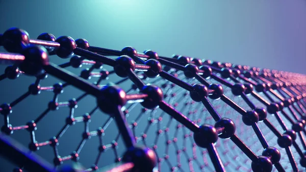 3D ilustracja struktura rury grafenu, abstrakcyjne NanoTec — Zdjęcie stockowe