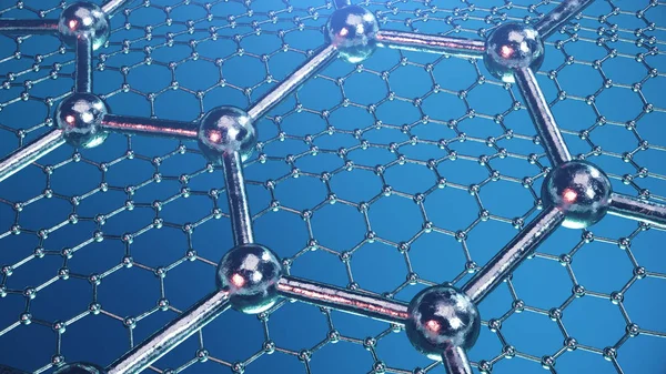 Struktura ilustracji 3D Grafen lub powierzchni węgla, nanotechnologia abstrakcyjna sześciokątna forma geometryczna zbliżenie, koncepcja Grafen struktura atomowa, koncepcja Grafen struktura molekularna. — Zdjęcie stockowe