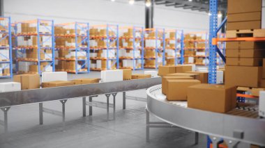 Paketler, paketler, ulaşım sistemi konsepti, cardbo