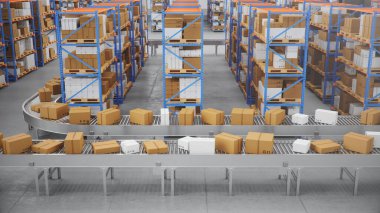 Paketler, paketler, ulaşım sistemi konsepti, cardbo