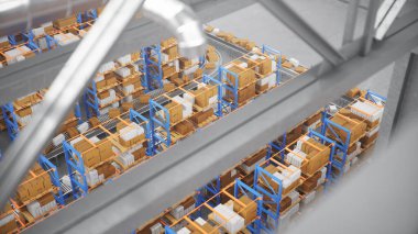 Paketler, paketler, ulaşım sistemi konsepti, cardbo
