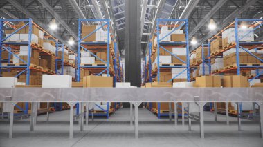 Paketler, paketler, ulaşım sistemi konsepti, cardbo