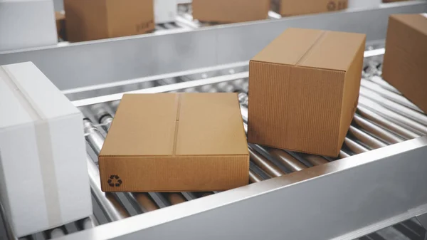 Entrega de pacotes, serviço de embalagem e transporte de encomendas — Fotografia de Stock