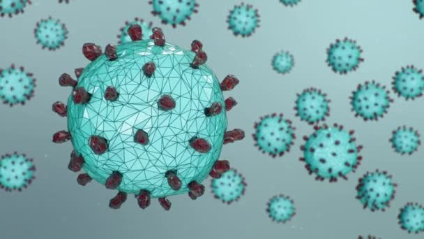 Soyut dijital virüs enfeksiyonu, kronik hastalıklara neden oluyor. Salgın Coronavirus COVID-19. Hepatit virüsleri, grip virüsü H1N1, grip, organizma enfeksiyonu, AIDS. Kusursuz döngü tabanlı 3D canlandırma — Stok video
