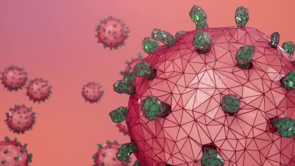 Abstract digital viral infection, causing chronic disease. Outbreak COVID-19. Spread of virus. Hepatitis viruses, influenza virus H1N1, Flu, infecting organism, aids. 3D animation. — Stock Video