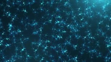 Beyindeki animasyon nöronları. Sinapz ve nöron hücreleri elektriksel kimyasal sinyaller gönderiyor. Elektriksel impulsların etkinliği sinapslar, aksonlar, nörotransmiterler, beyindeki dendritler, 3D animasyon