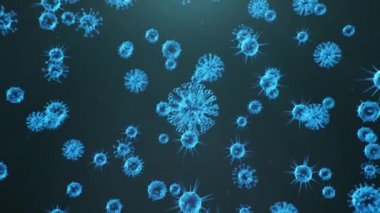 Soyut viral enfeksiyon kronik hastalıklara neden oluyor. Hepatit virüsleri, grip virüsü H1N1, grip, hücre enfeksiyonu organizma, AIDS, 3B animasyon 4K UHD